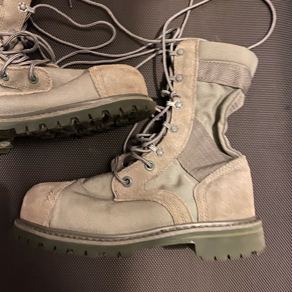 Sage green combat boots